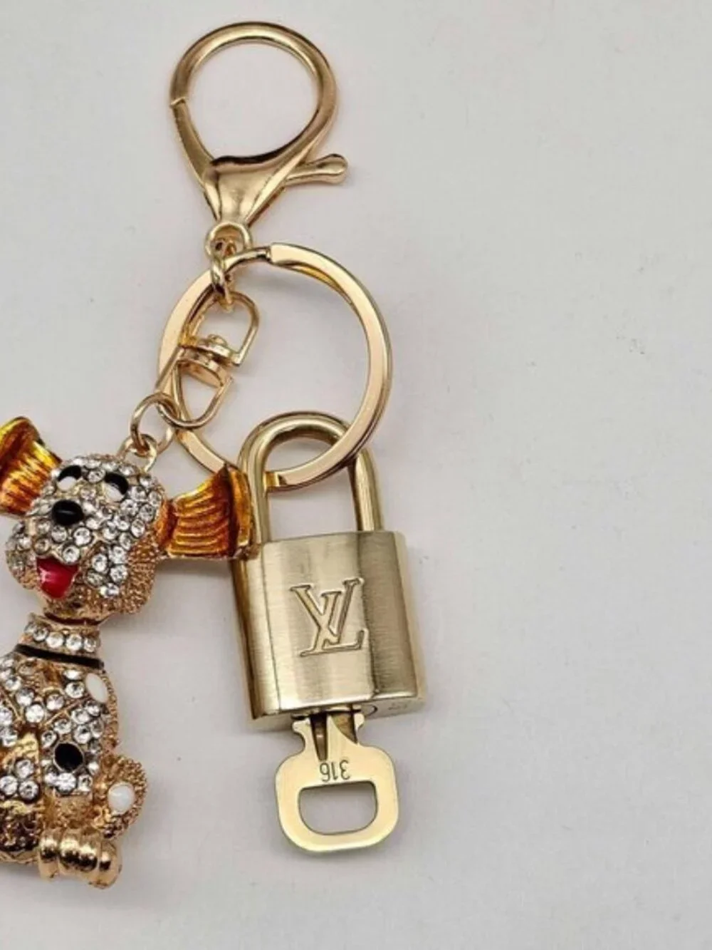 Authentic Louis Vuitton Gold Lock & Key ✨ Bag Charm Unbranded Dog Keychain